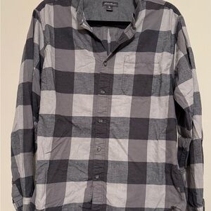 Eddie Bauer Black and Gray Plaid Shirt